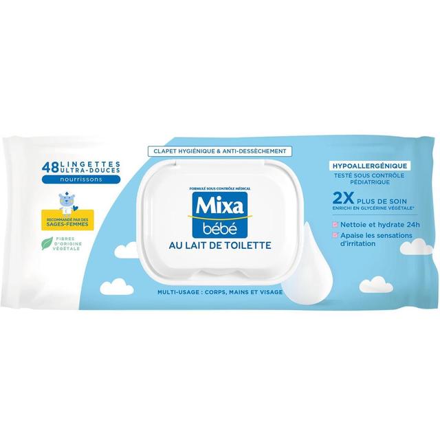 3600551136844 - Mixa Bébé - Lingettes Nettoyante Bébé Hypoallergénique au Lait de Toilette