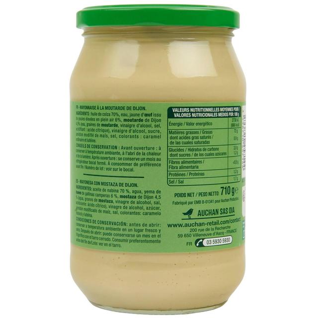 3596710457144 - Auchan - Mayonnaise à la moutarde de Dijon et oeufs plein air en bocal