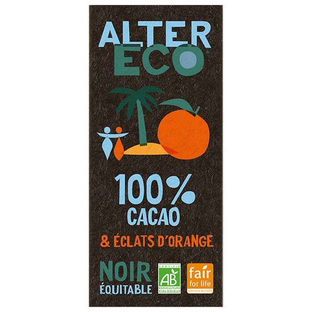 3700214619544 - Alter Eco - Commerce Equitable - Chocolat Noir 100% Cacao Eclat d'Orange Bio de République Dominicaine
