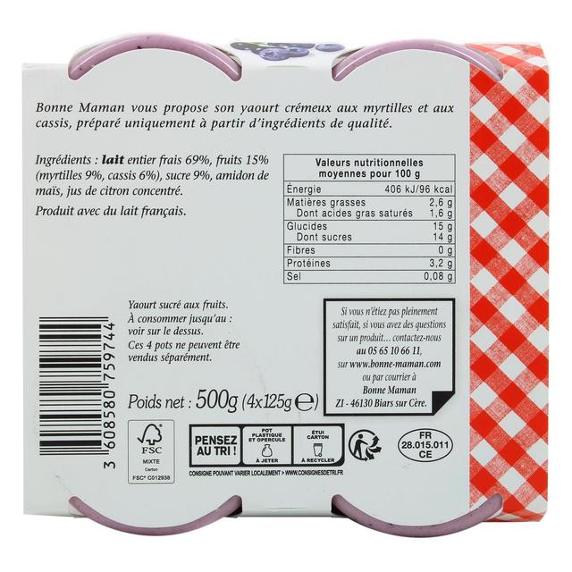 3608580759744 - Bonne Maman - Yaourt crémeux Myrtille Cassis