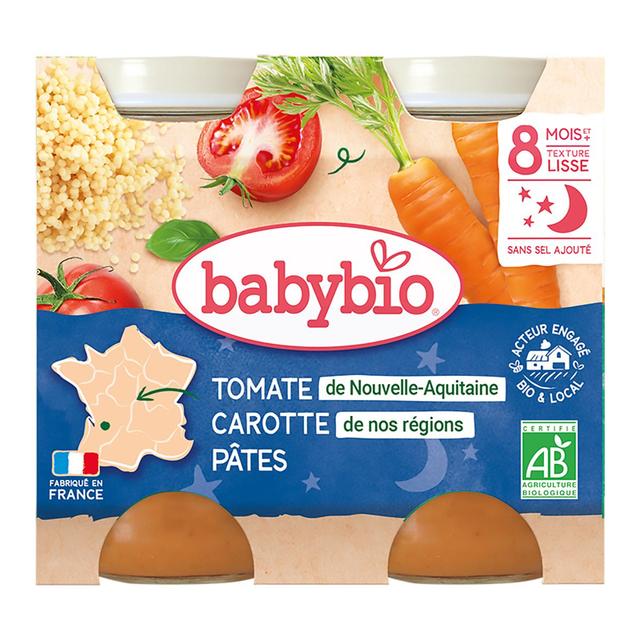 3288131510545 - Babybio - Compotée de Carotte des Landes, Tomate, Pâtes Bio Pot Bébé Dès 8 mois