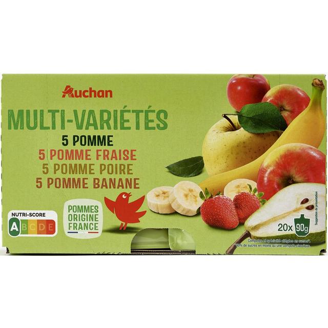 3596710492145 - Auchan - Gourdes compote de pomme fraise poire banane allégées en sucre