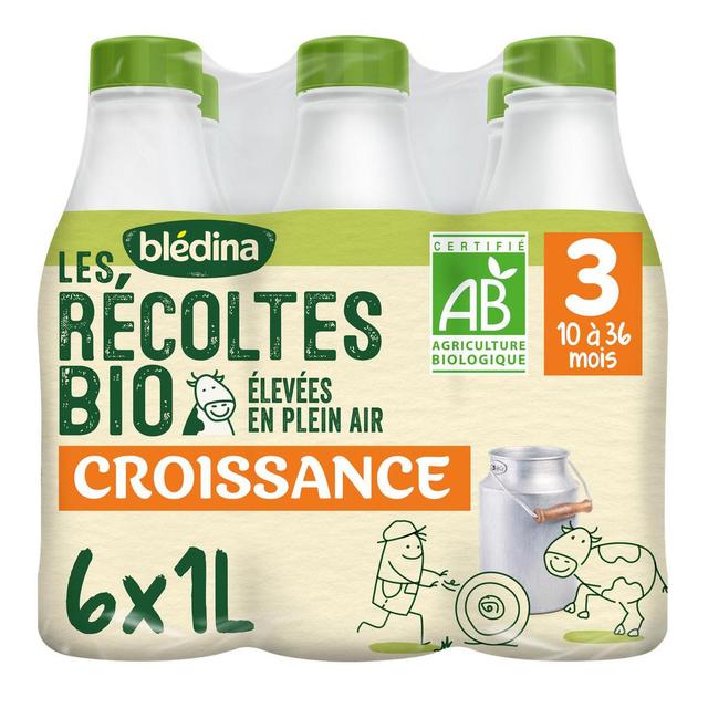 3041091306845 - Blédina - Les Récoltes Bio - Lait de Croissance Bio 3ème âge Liquide Bébé Dès 10 Mois