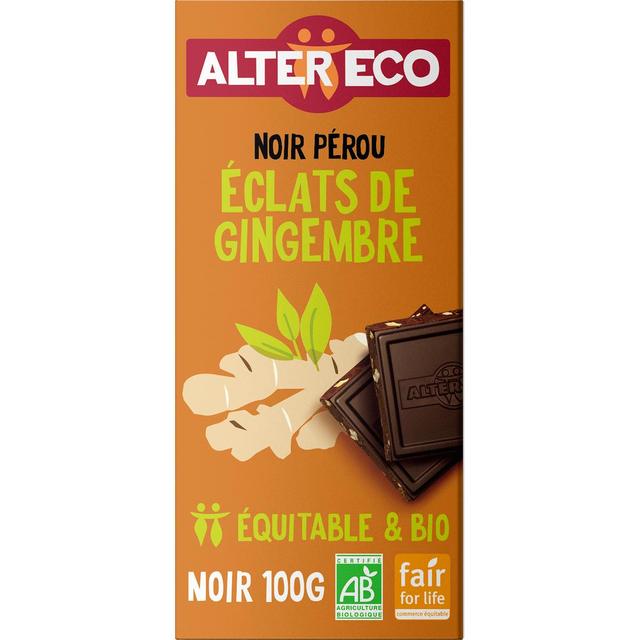 3700214617045 - Alter Eco - Commerce Equitable - Chocolat noir éclats de gingembre 60% Cacao Bio d'Equateur