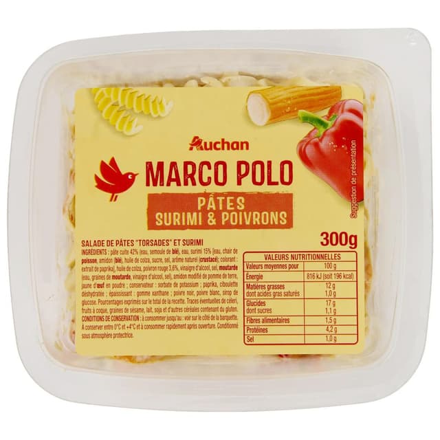 3596710447145 - Auchan - Salade Marco Polo, Pâtes torsade et surimi