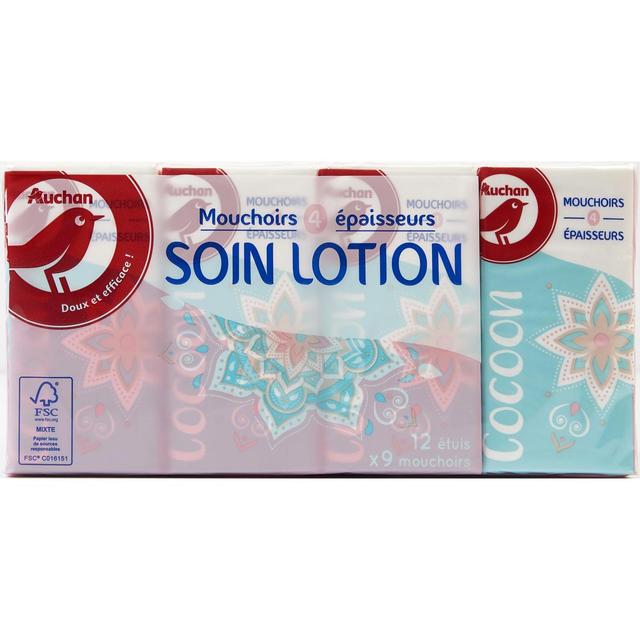 3596710478545 - Auchan - Paquets de mouchoirs ultra doux 4 épaisseurs