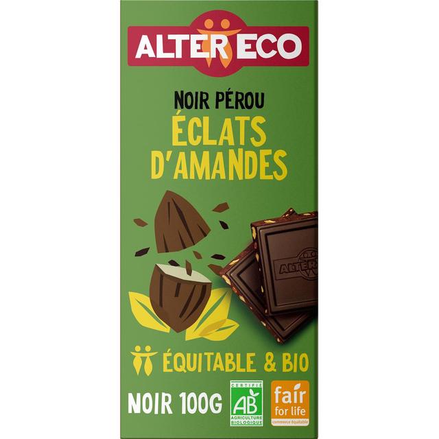 3700214610046 - Alter Eco - Commerce Equitable - Chocolat noir éclats d'amandes 60% Cacao bio du Pérou