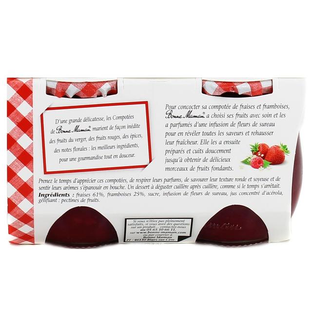 3608580931546 - Bonne Maman - Compotée fraises et framboises fleur de sureau