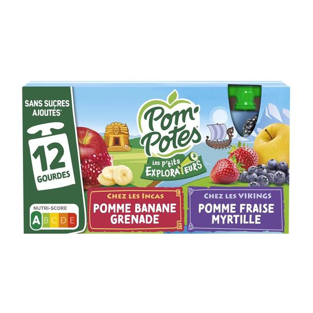 3021762512546 - Pom Potes - Compote Pomme Banane Grenade et Pomme Fraise Myrtille