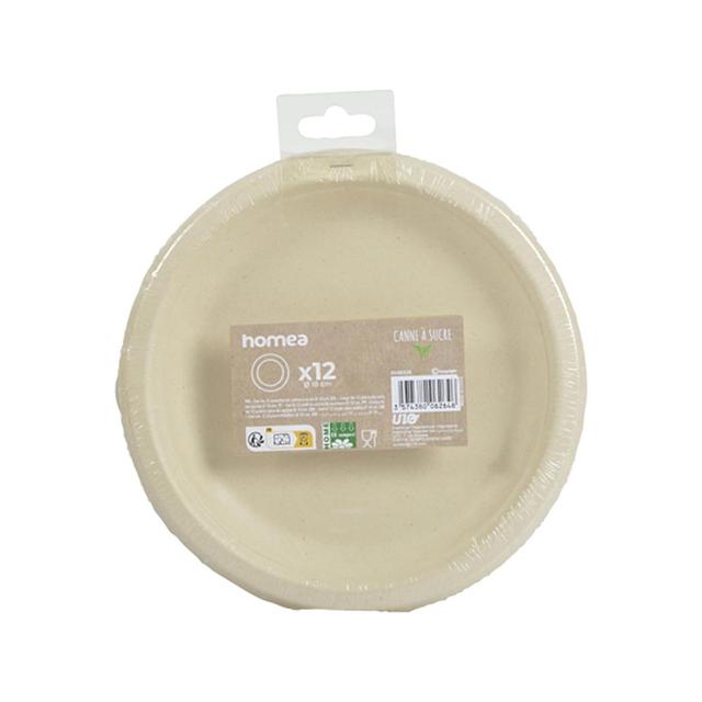 3574380062646 - Homea - Assiette ronde en canne à sucre 18cm naturel