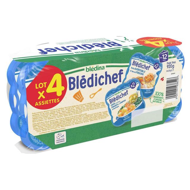 3041091438546 - Blédina - Blédi'chef - Purée onctueuse Epinards Saumon du Pacifique / Petite Ratatouille / Duo de Poissons Assiette Bébé Dès 12 mois