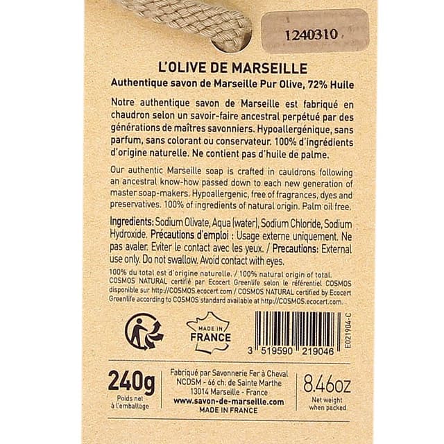 3519590219046 - Fer à Cheval - Savon de Marseille L'Olive Pur Olive 240g