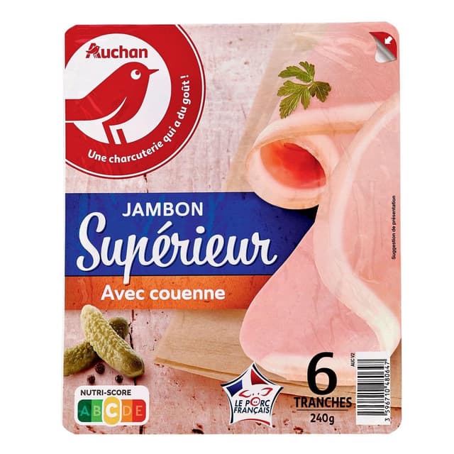 3596710480647 - Auchan - Jambon Supérieur Avec Couenne