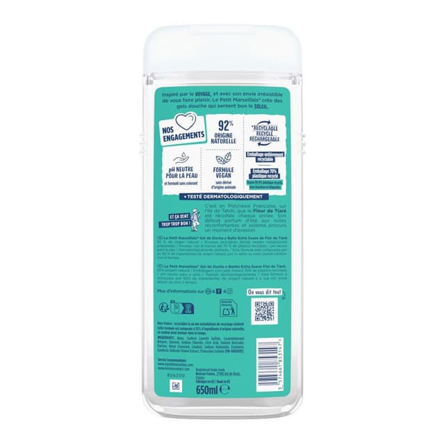 3574661853147 - Le Petit Marseillais - Gel douche et bain Fleur de Tiaré