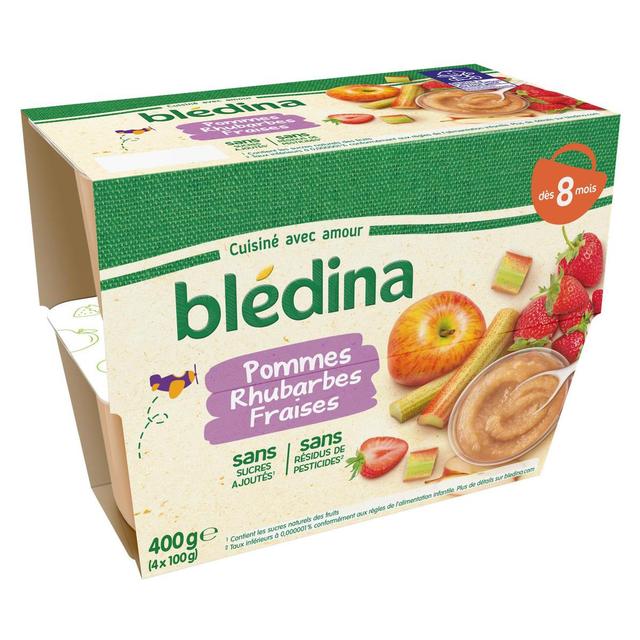 3041091563347 - Blédina - Pommes Rhubarbe Fraises Coupelle Bébé Dès 8 mois