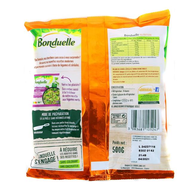 3083681105247 - Bonduelle - Légumes et Céréales Cuisinés- Patate douce, Edamame, Butternut et Boulgour