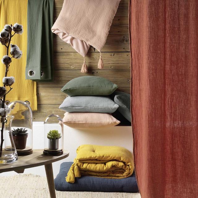 3574386438247 - Douceur D Interieur - Parure en gaze kaki