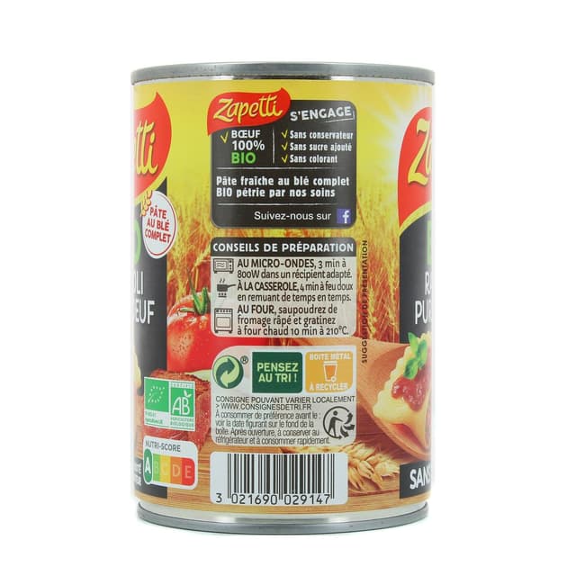 3021690029147 - Zapetti - Ravioli Pur Boeuf Bio