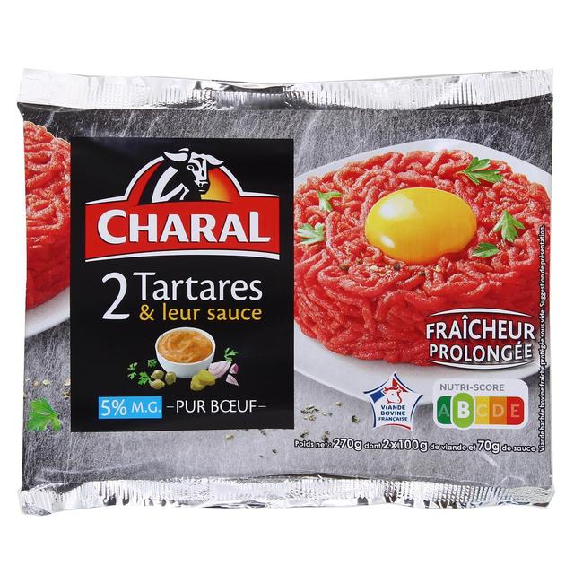 3181232220248 - Charal - 2 Tartares de boeuf 5%MG et leurs sauces 2x100g