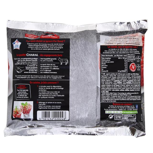 3181232220248 - Charal - 2 Tartares de boeuf 5%MG et leurs sauces 2x100g