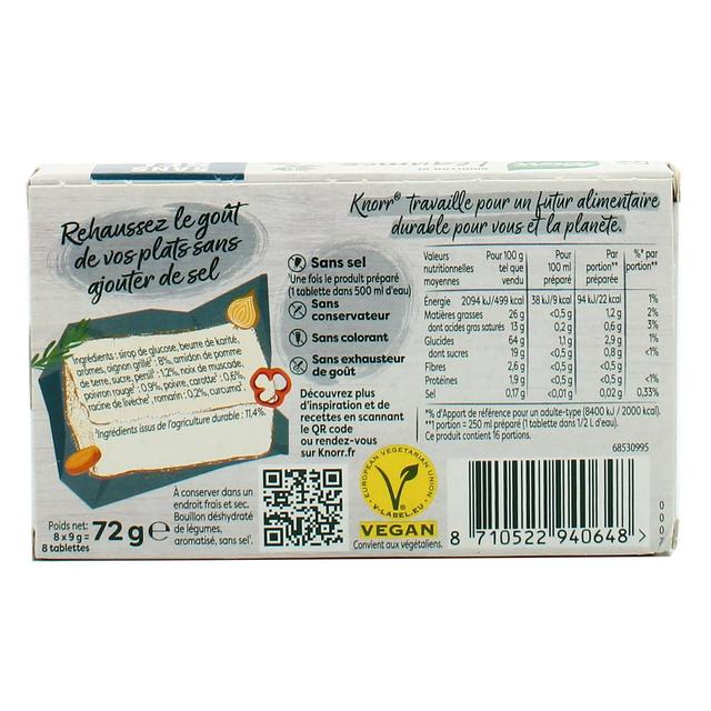 8710522940648 - Knorr - Bouillon Cube de Légume Sans Sel - 8 Cubes