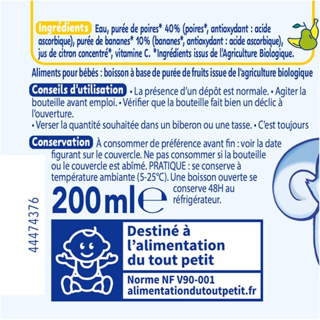 7613036761048 - Naturnes® - Poire Banane Bio Boisson Bébé Dès 6 mois
