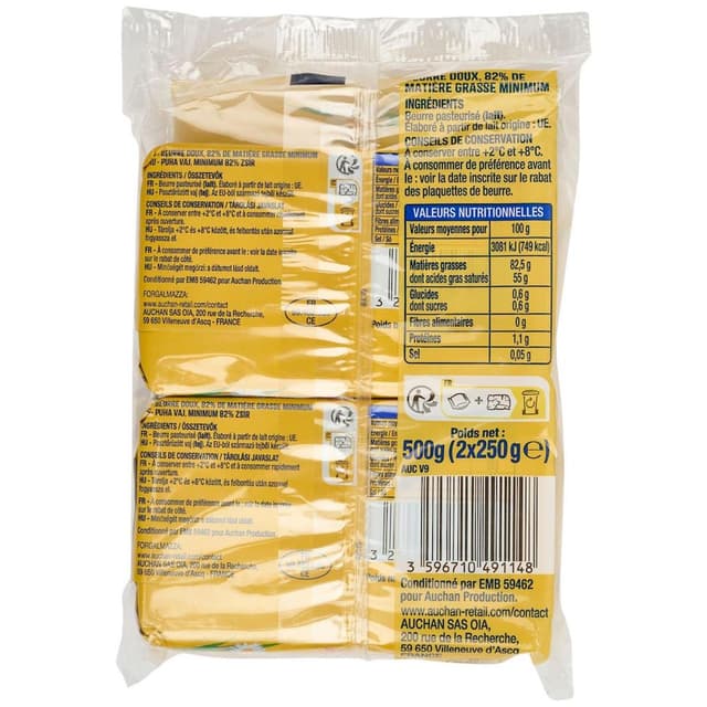 3596710491148 - Auchan - Beurre doux