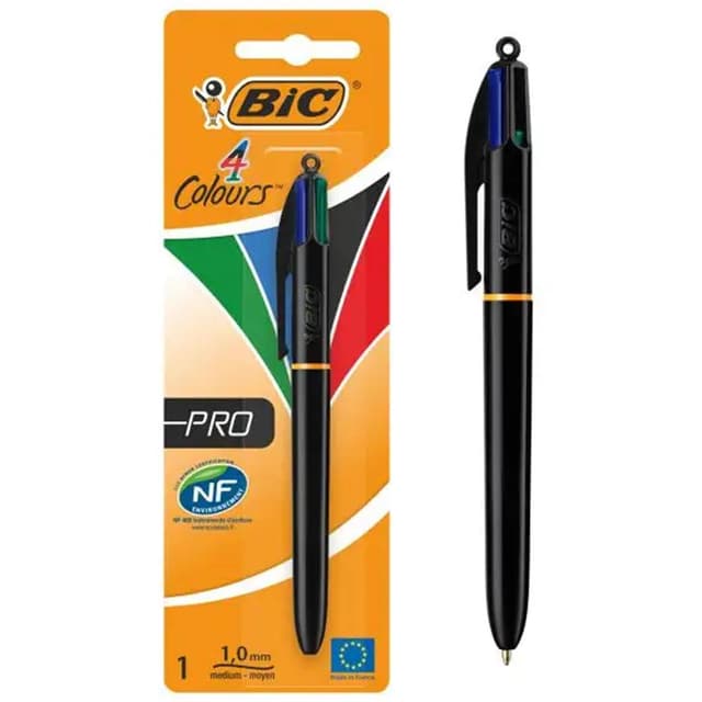 3086123291348 - Bic - Stylo bille 4 couleurs rétractable pointe moyenne