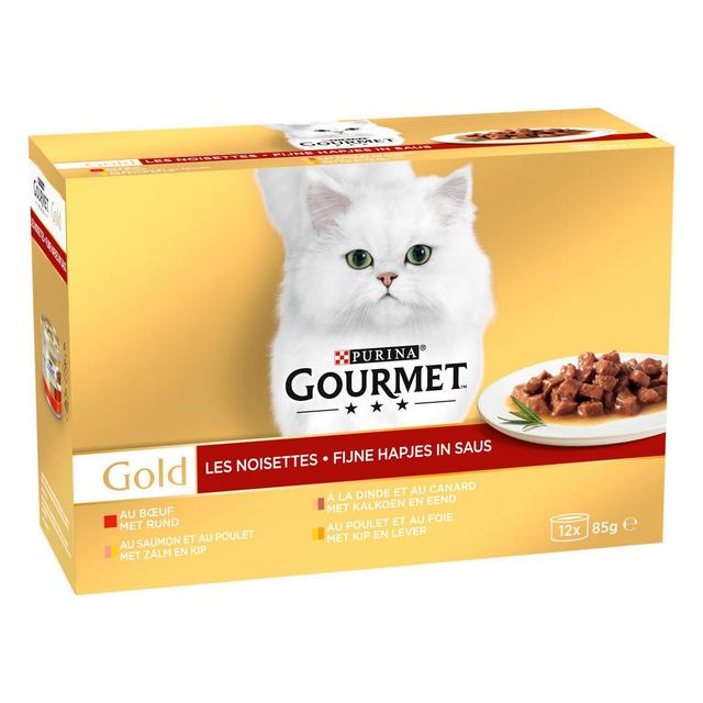 7613032955748 - Purina - Gourmet Gold - Boites Noisettes Boeuf, Poulet et Foie, Dinde et Canard, Saumon et Poulet pour chat adulte