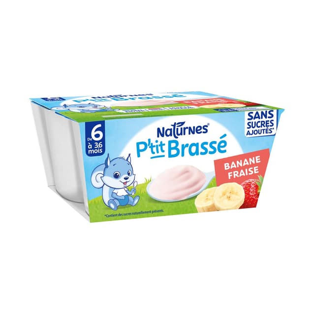 7613287937148 - Naturnes® - P'tit Brassé - Dessert Lacté Banane Fraise Coupelle Bébé Dès 6 Mois