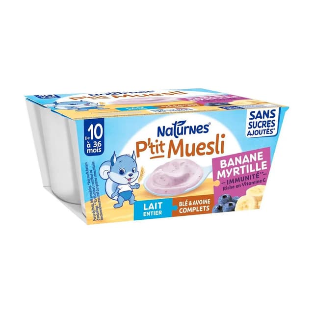 3701669201049 - Naturnes® - P'tit Muesli - Dessert Lacté banane myrtille Coupelle Bébé dès 10 mois