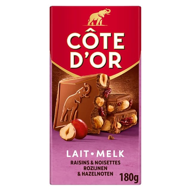 7622210995049 - Côte d'Or - Chocolat lait raisins & noisettes entières