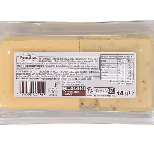 3176582035949 - Richesmonts - Raclette Duo 3 Poivres & Nature Sans Croute