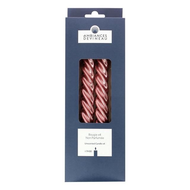 3482356749449 - Ambiances Devineau - Bougies flambeaux torsadées bois de rose en boite carton