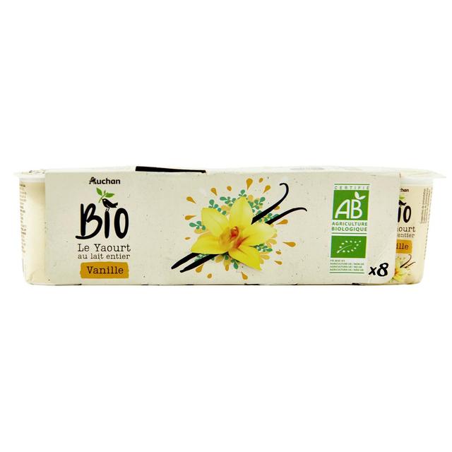 3596710349449 - Auchan BIO - Yaourt au lait entier aromatisé à la vanille bio