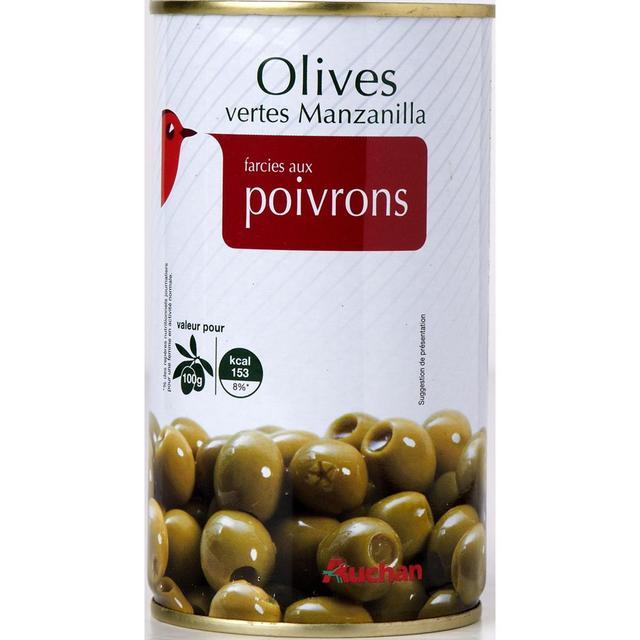 8410971020150 - Auchan - Olives vertes Manzanilla farcies aux poivrons