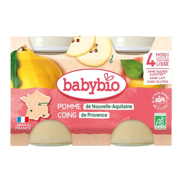 3288131510750 - Babybio - Pommes d'Aquitaine et Coing bio Pot Bébé Dès 4 mois