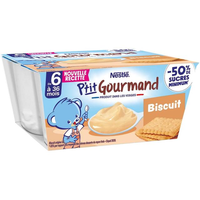 8445291571150 - Nestlé - P'tit Gourmand - Dessert Lacté Biscuit Coupelle Bébé Dès 6 mois