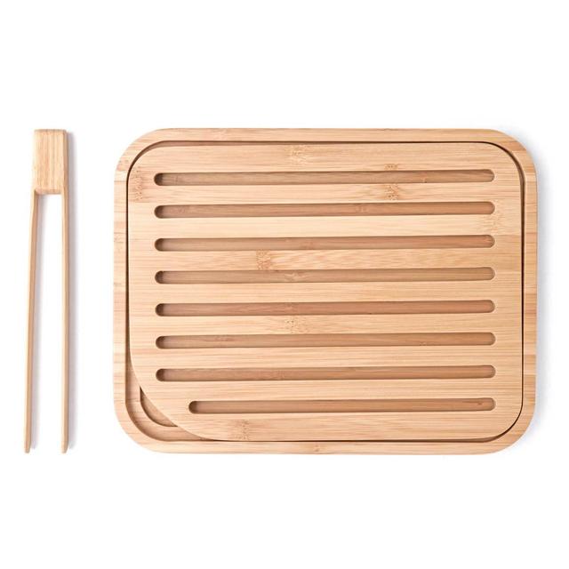 3760132811550 - Pebbly - Set planche à pain, pince à toast Naturel