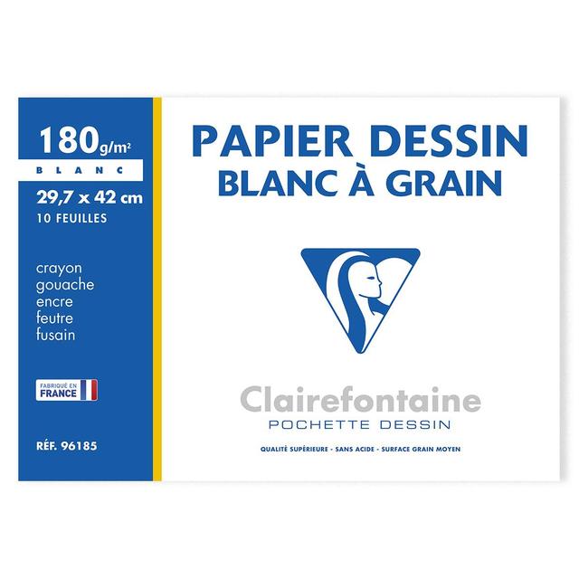 3329680961850 - Clairefontaine - Feuilles de dessin blanc 29,7 x 42 cm 180 g/m²