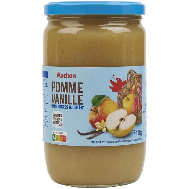 3596710492350 - Auchan - Compote pomme vanille sans sucres ajoutés en bocal
