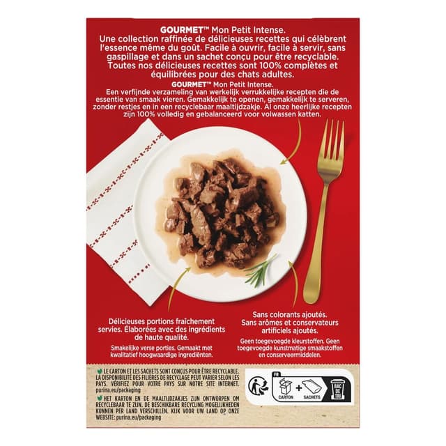 7613034452450 - Purina - Gourmet Mon Petit - Sachet Sélection à la Viande (Boeuf, Veau, Agneau) pour chat
