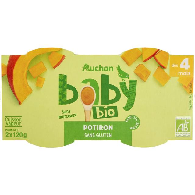 3596710474950 - Auchan Baby Bio - Purée de potiron bio Bol bébé dès 4 mois