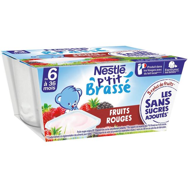 7613287936950 - Nestlé - P'tit Brassé - Dessert Lacté Fruits Rouges Coupelle Bébé Dès 6 Mois