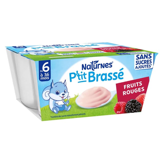 7613287936950 - Naturnes® - P'tit Brassé - Dessert Lacté Fruits Rouges Coupelle Bébé Dès 6 Mois