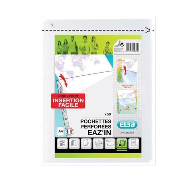3045050058950 - elba - Pochettes transparentes perforées A4 21x29,7 cm Eaz' inn