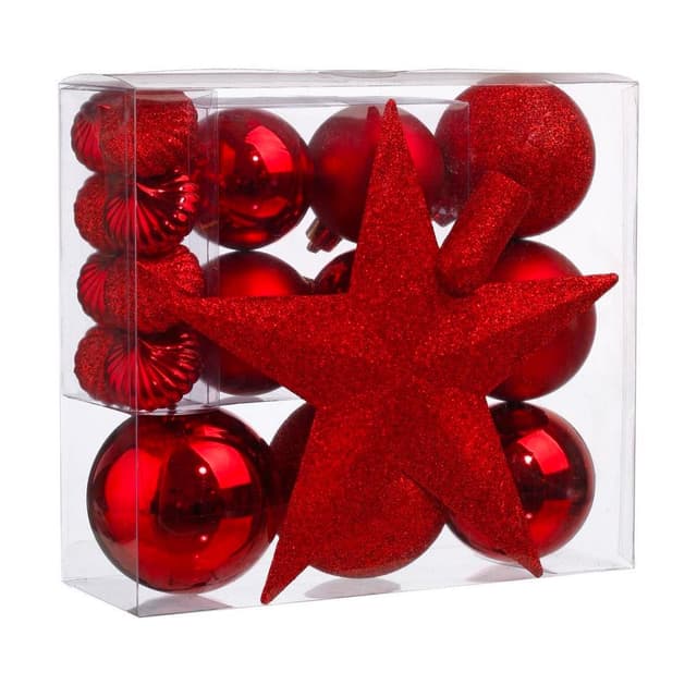 3560239509950 - Cora - Kit de 18 pièces de décorations de Noël rouges