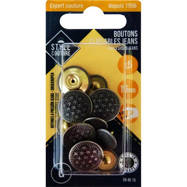 3040695840151 - Style couture - Boutons jeans automatiques couleur argent