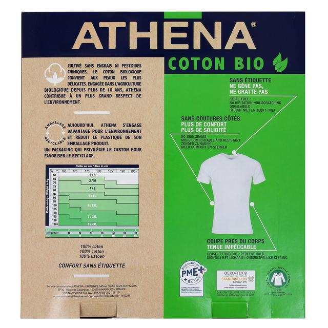3106435170251 - Athena - 2 T-shirts col V en coton bio Blanc
