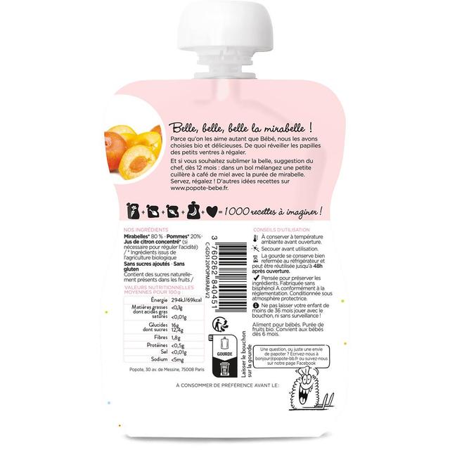 3760262840451 - Popote - Mirabelle Bio Gourde Bébé Dès 4/6 mois